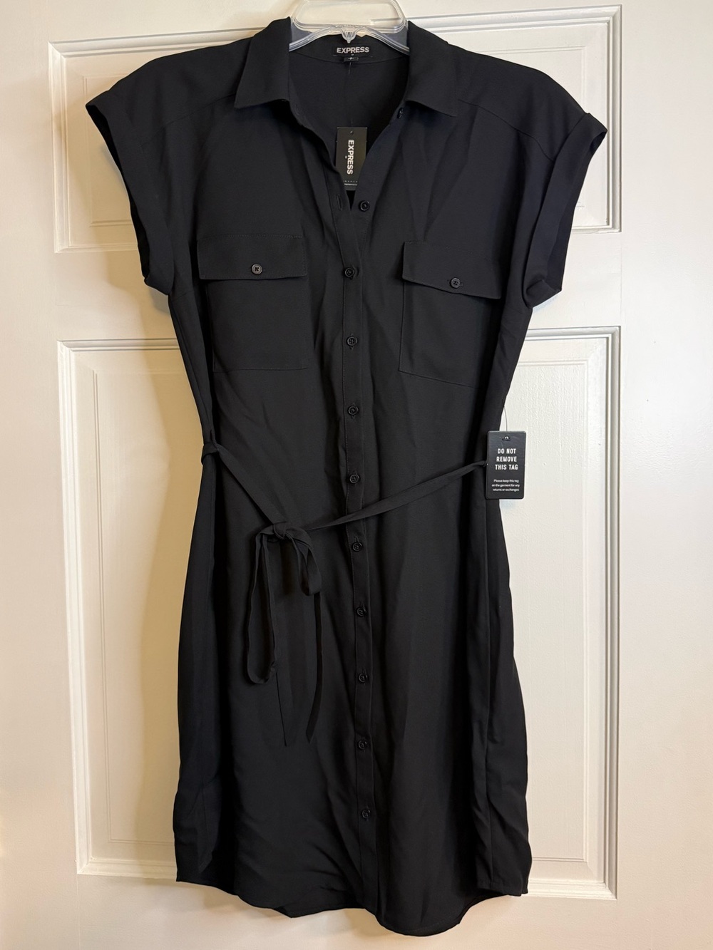Express Button Down Cap Sleeve Dress
